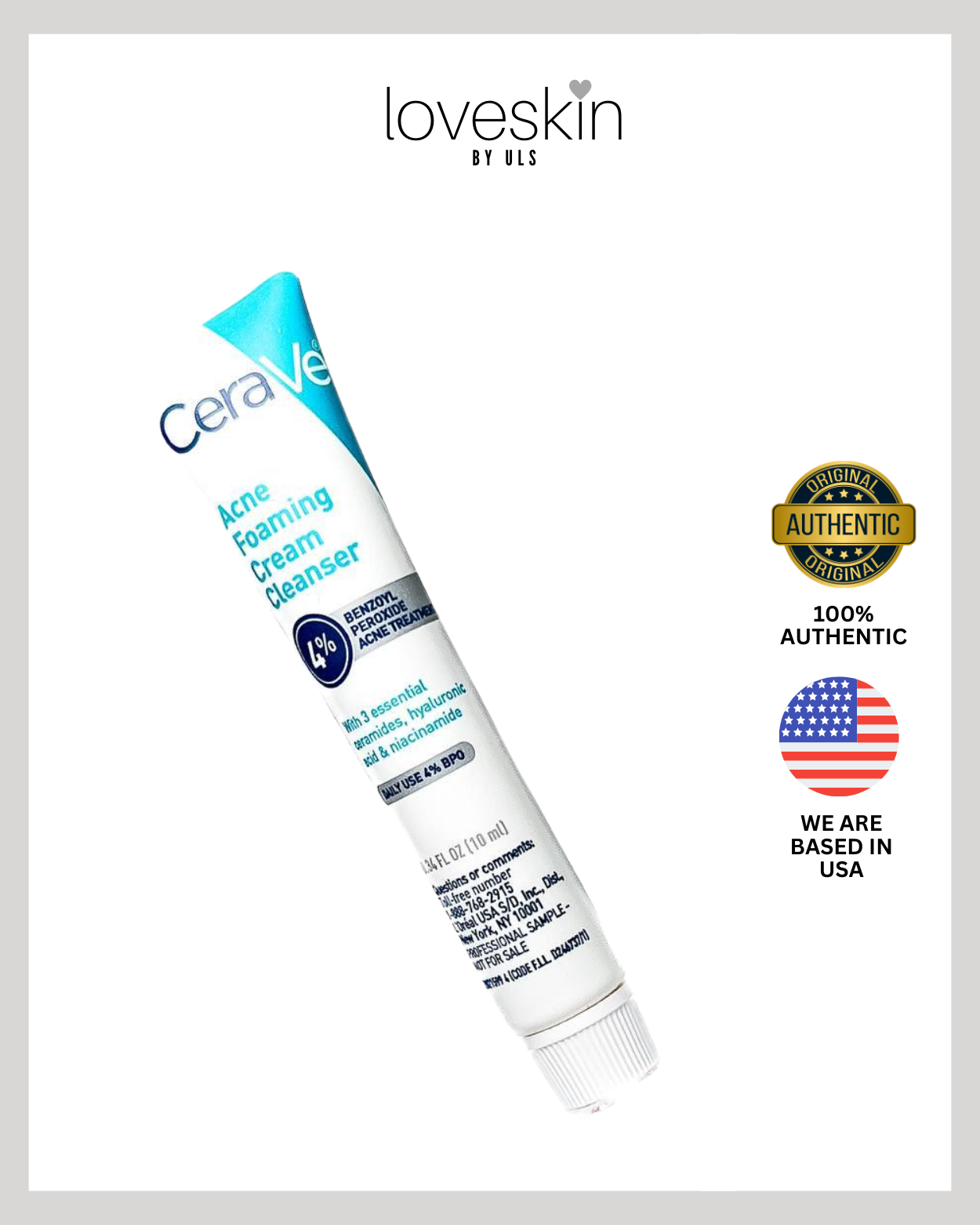 CeraVe Acne Foaming Cream Cleanser 4% BENZOYL PEROXIDE ACNE 10ml/0.34oz