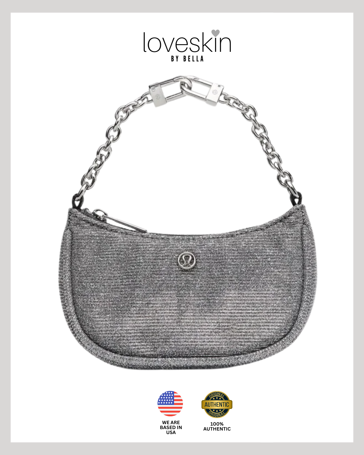Lululemon City Essentials Nano Shoulder Bag Glitter in Dark Silver