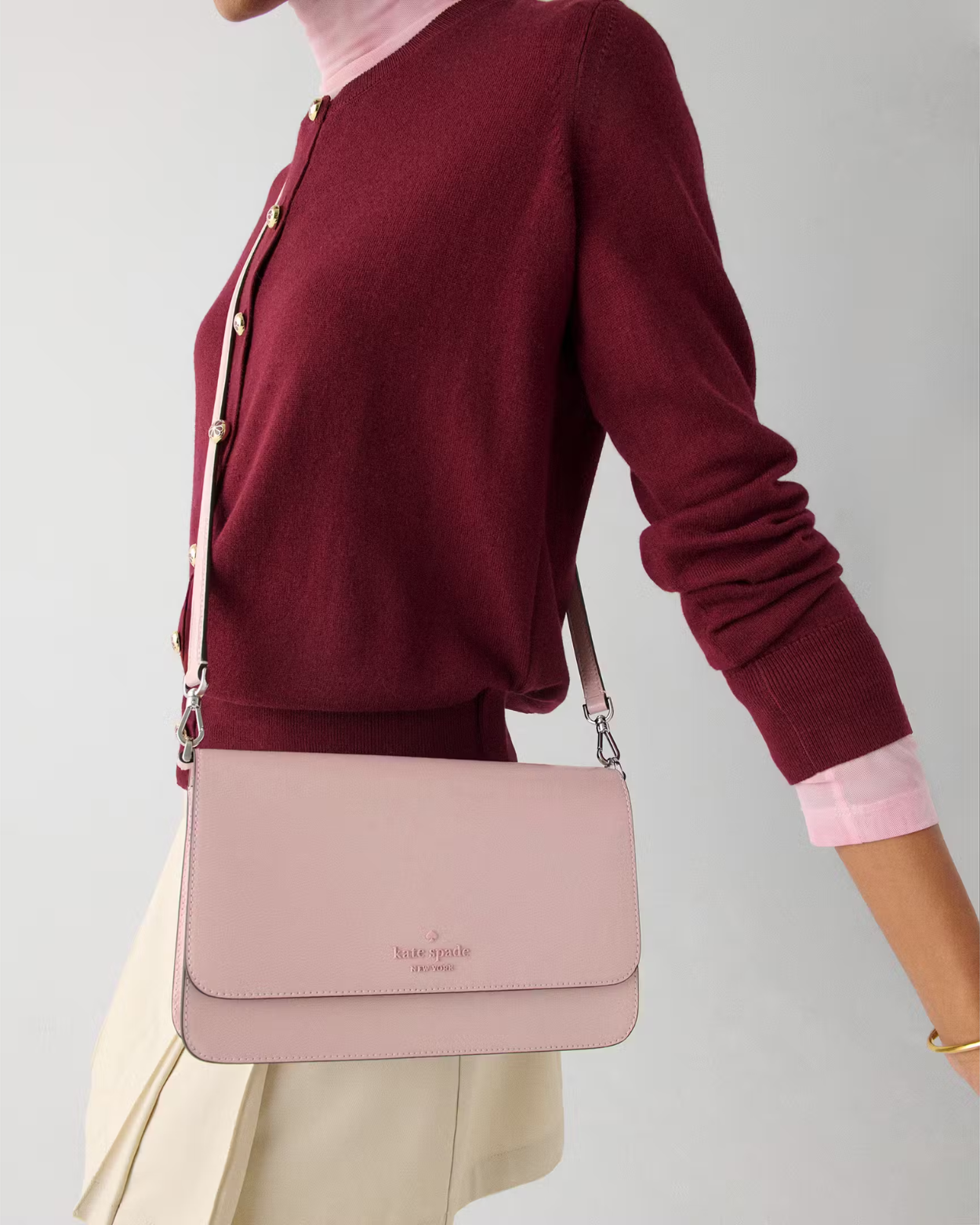 [100% Authentic ✅ or Money Back Guaranteed] Madison Textured Patent Leather Willow Medium Convertible Crossbody (KN238)