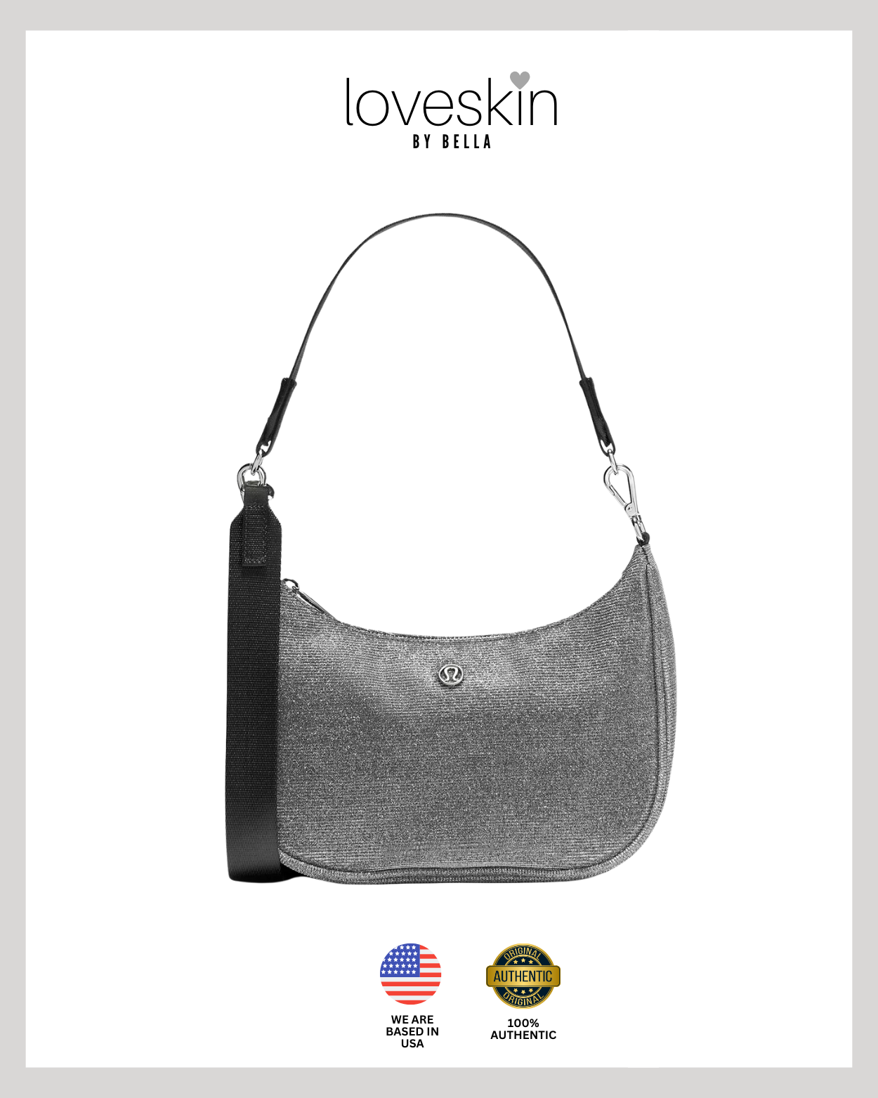 Lululemon City Essentials Small Shoulder Bag 3L Glitter in Dark Silver