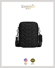 [100% Authentic or Money Back Guaranteed] Stanton Crossbody Bag In Signature Jacquard IM/Black (CH097)