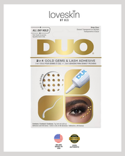 DUO 2-in-1 & Gold Gems - Eyelash Glue Transparent Plus Golden Glitter Stones 3.5 g