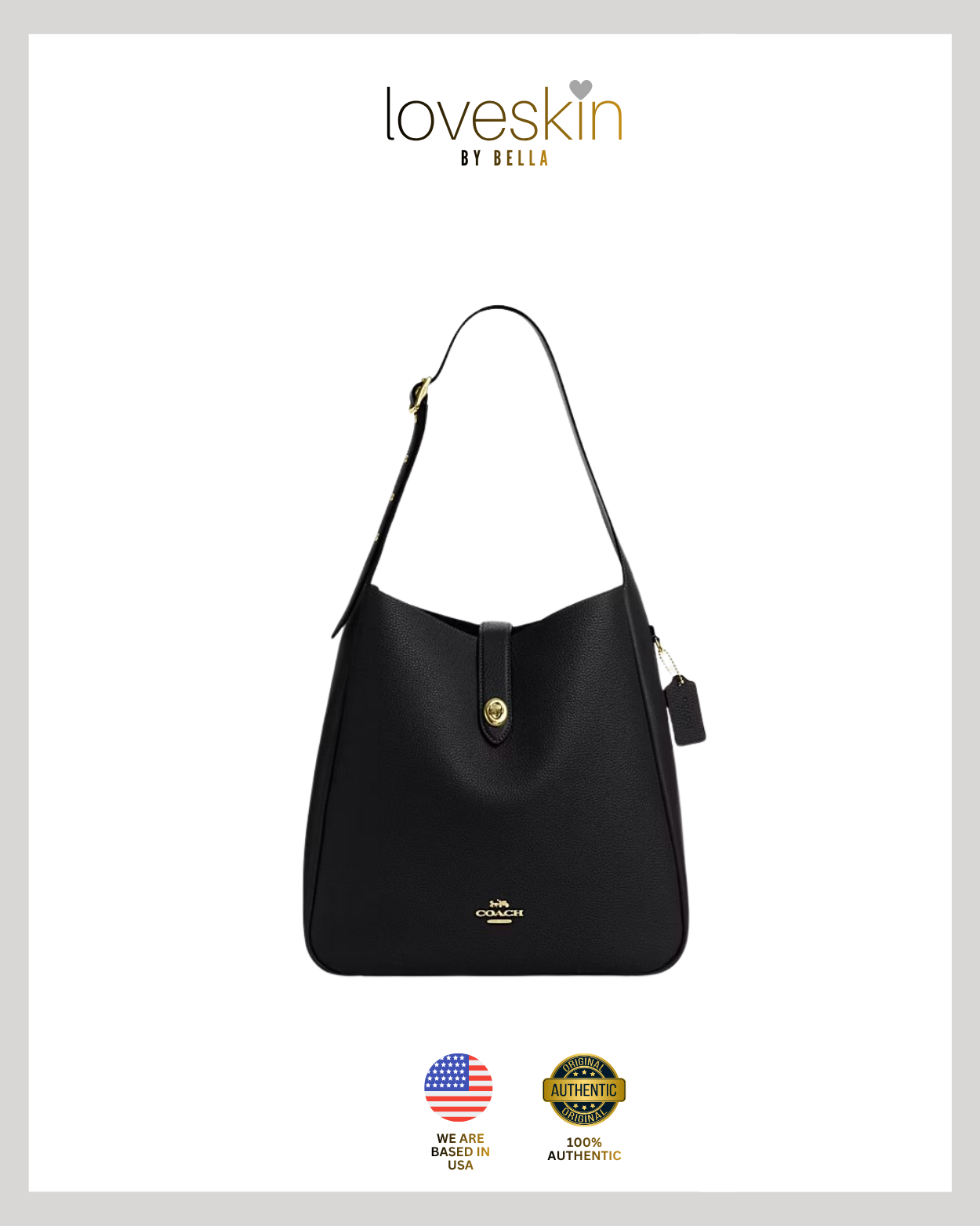 [100% Authentic or Money Back Guaranteed] Hadley Large Shoulder Bag in Black SV/Charcoal/Black (CCD65)