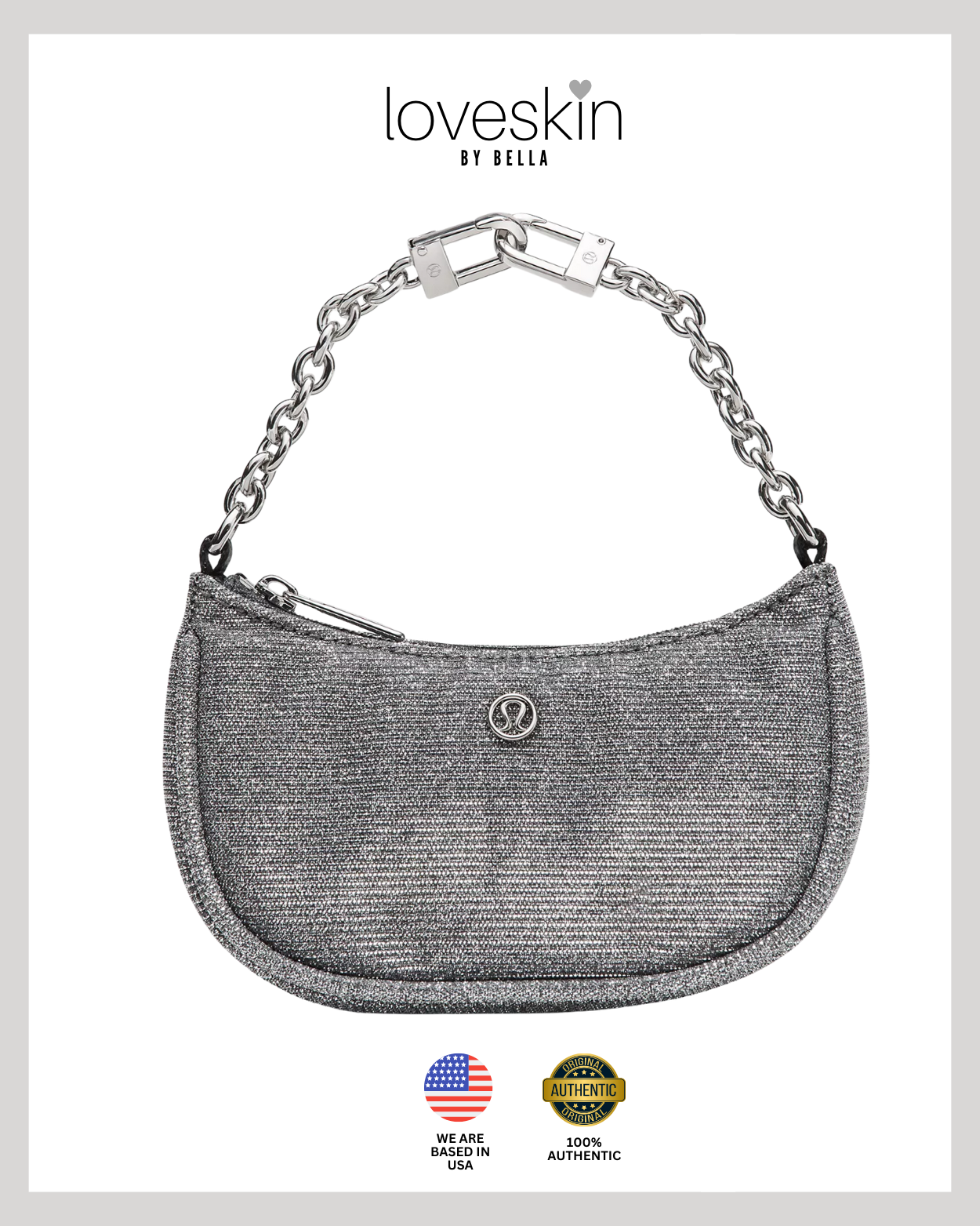 Lululemon City Essentials Nano Shoulder Bag Glitter in Dark Silver