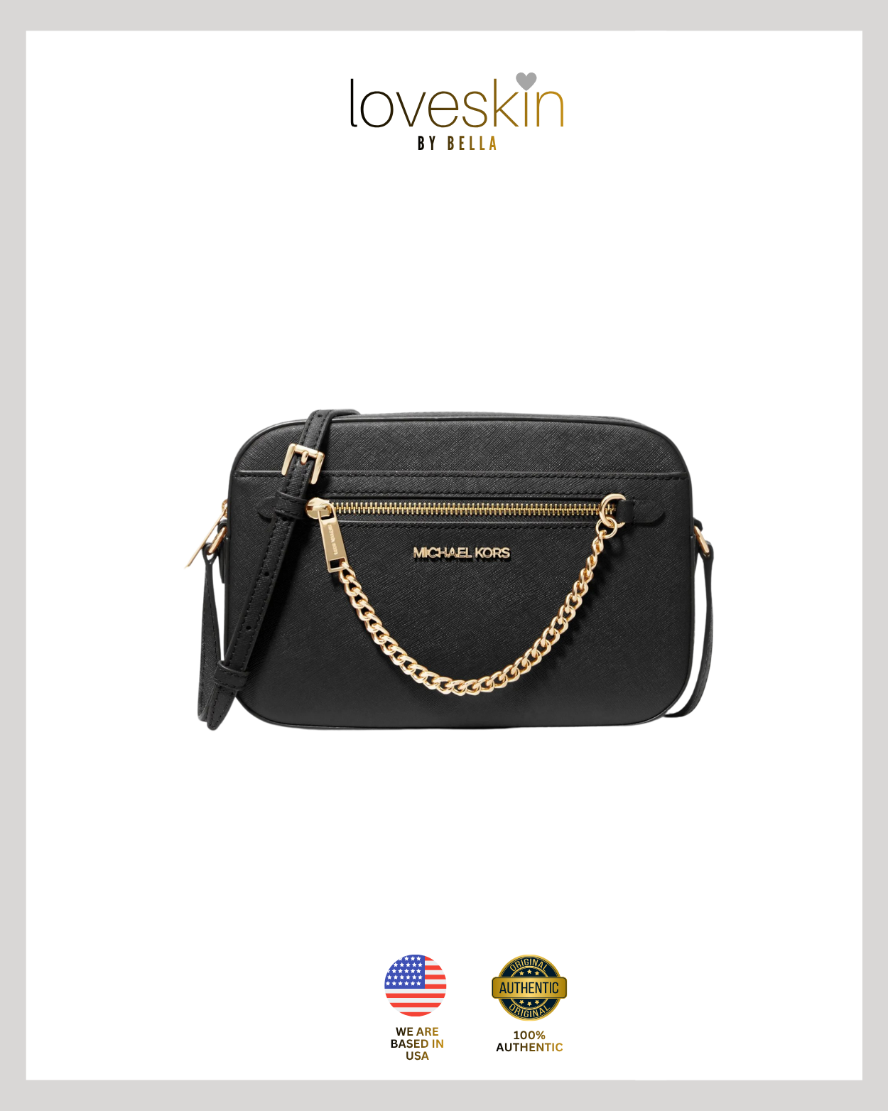 MK Jet Set Large Saffiano Leather Crossbody Bag in Black (35S1GTTC7L)