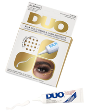 DUO 2-in-1 & Gold Gems - Eyelash Glue Transparent Plus Golden Glitter Stones 3.5 g