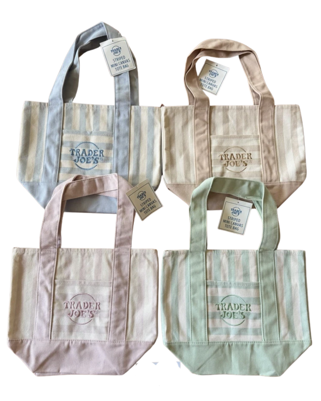 Trader Joe's Limited Striped Mini Canvas Tote Bags