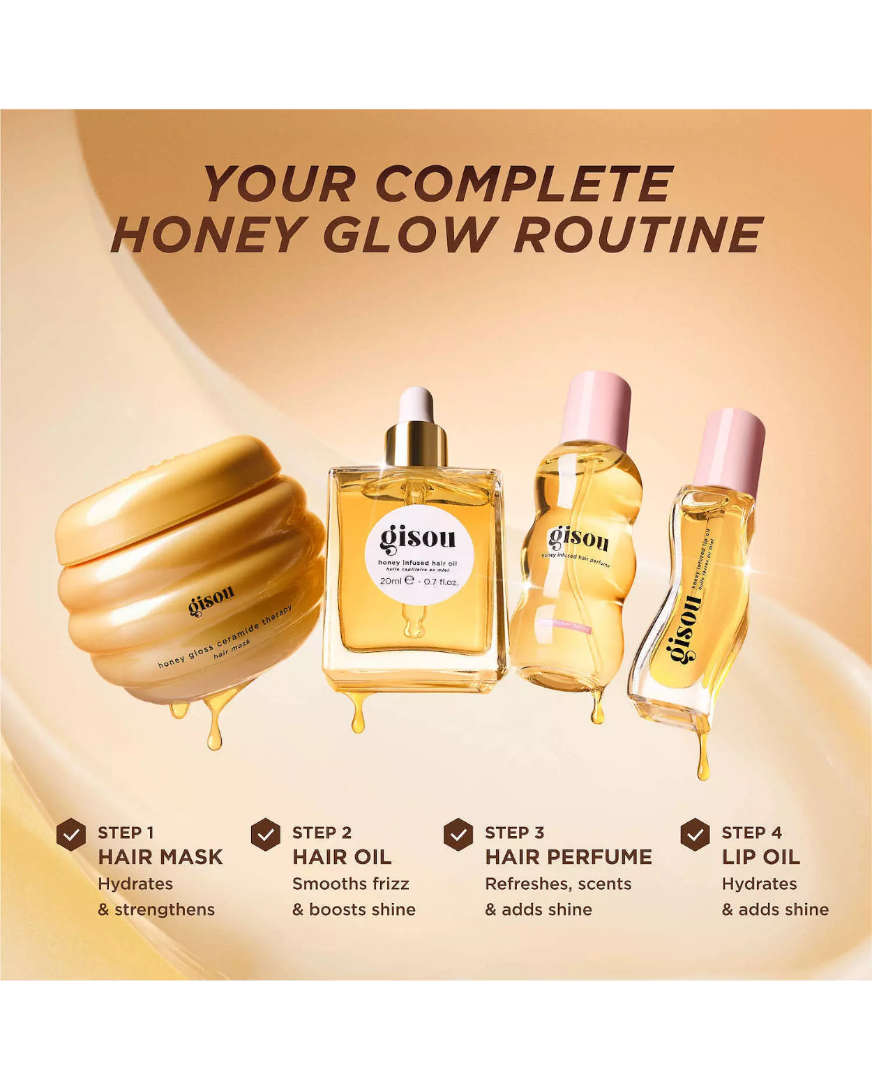 Gisou Glow All The Way Hair and Lip Gift Set