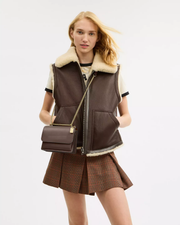 [100% Authentic or Money Back Guaranteed] Mini Klare Crossbody Bag in calf leather/Gold/Dark Stone (CBI23)