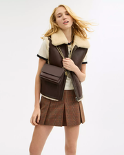 [100% Authentic or Money Back Guaranteed] Mini Klare Crossbody Bag in calf leather/Gold/Dark Stone (CBI23)
