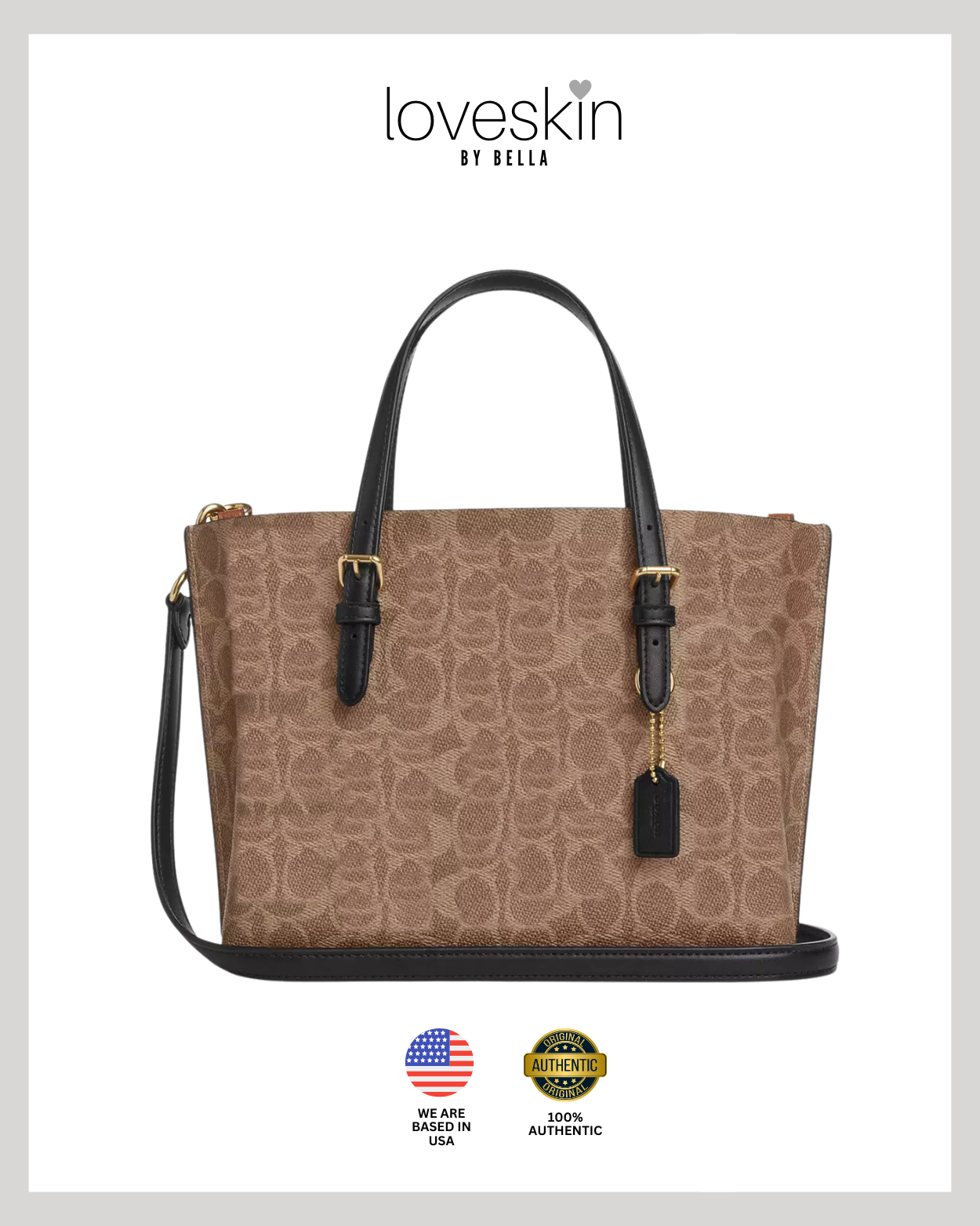 [100% Authentic or Money Back Guaranteed] Mollie Tote Bag 25 in signature canvas/Gold/Tan/Black (CV965)