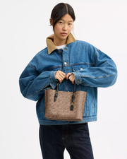 [100% Authentic or Money Back Guaranteed] Mollie Tote Bag 25 in signature canvas/Gold/Tan/Black (CV965)
