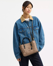 [100% Authentic or Money Back Guaranteed] Mollie Tote Bag 25 in signature canvas/Gold/Tan/Black (CV965)