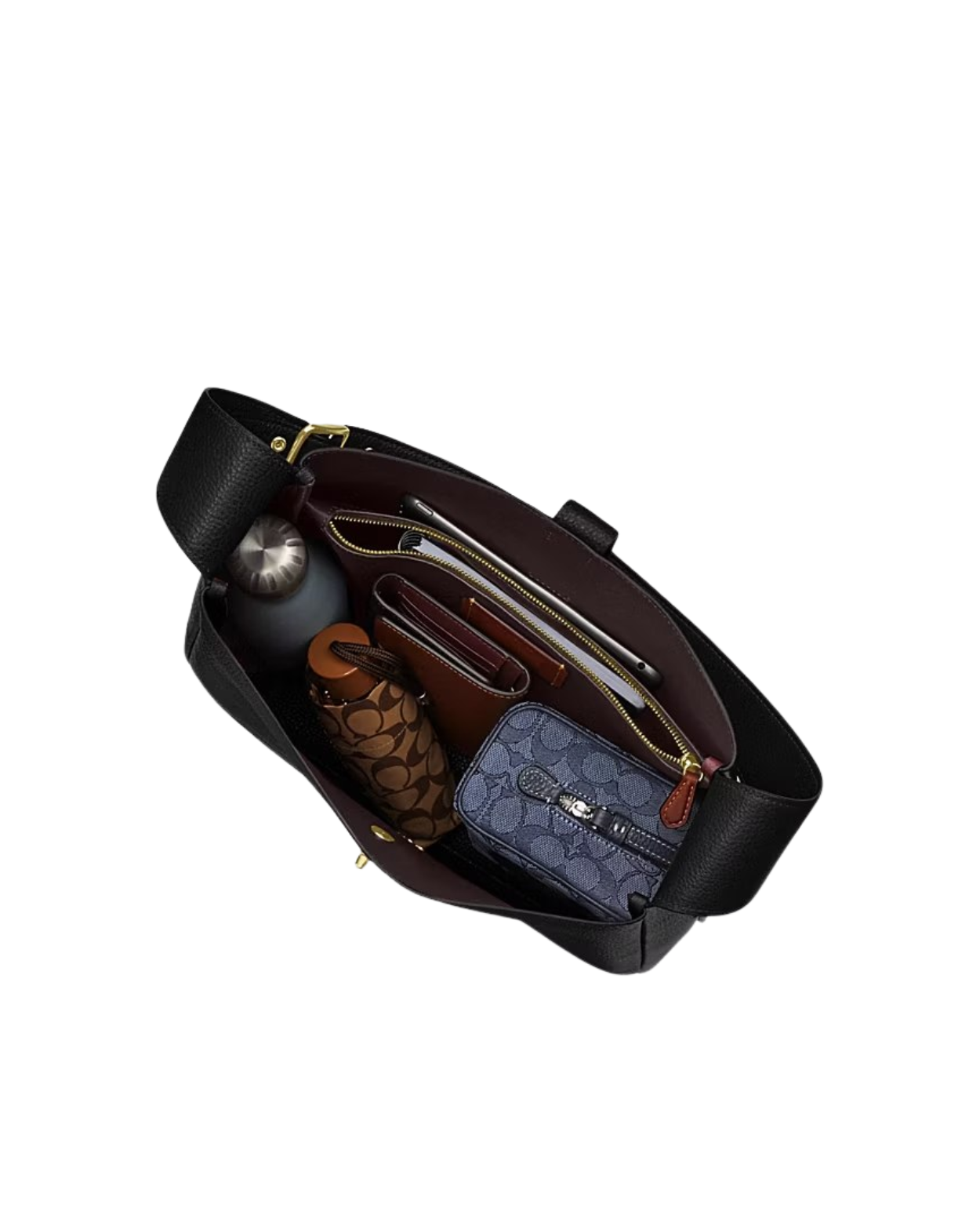 [100% Authentic or Money Back Guaranteed] Hadley Large Shoulder Bag in Black SV/Charcoal/Black (CCD65)