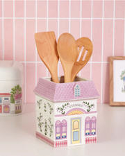 Lenox Spice Village Utensil Crock with Wood Utensils