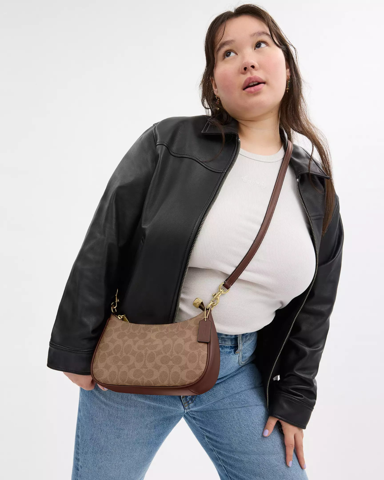[100% Authentic or Money Back Guaranteed] Teri Shoulder Bag In Signature Canvas in Gold/Tan/Brown(CV933)