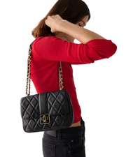 KS Carey Quilted Small Flap Crossbody in Black (KM708)