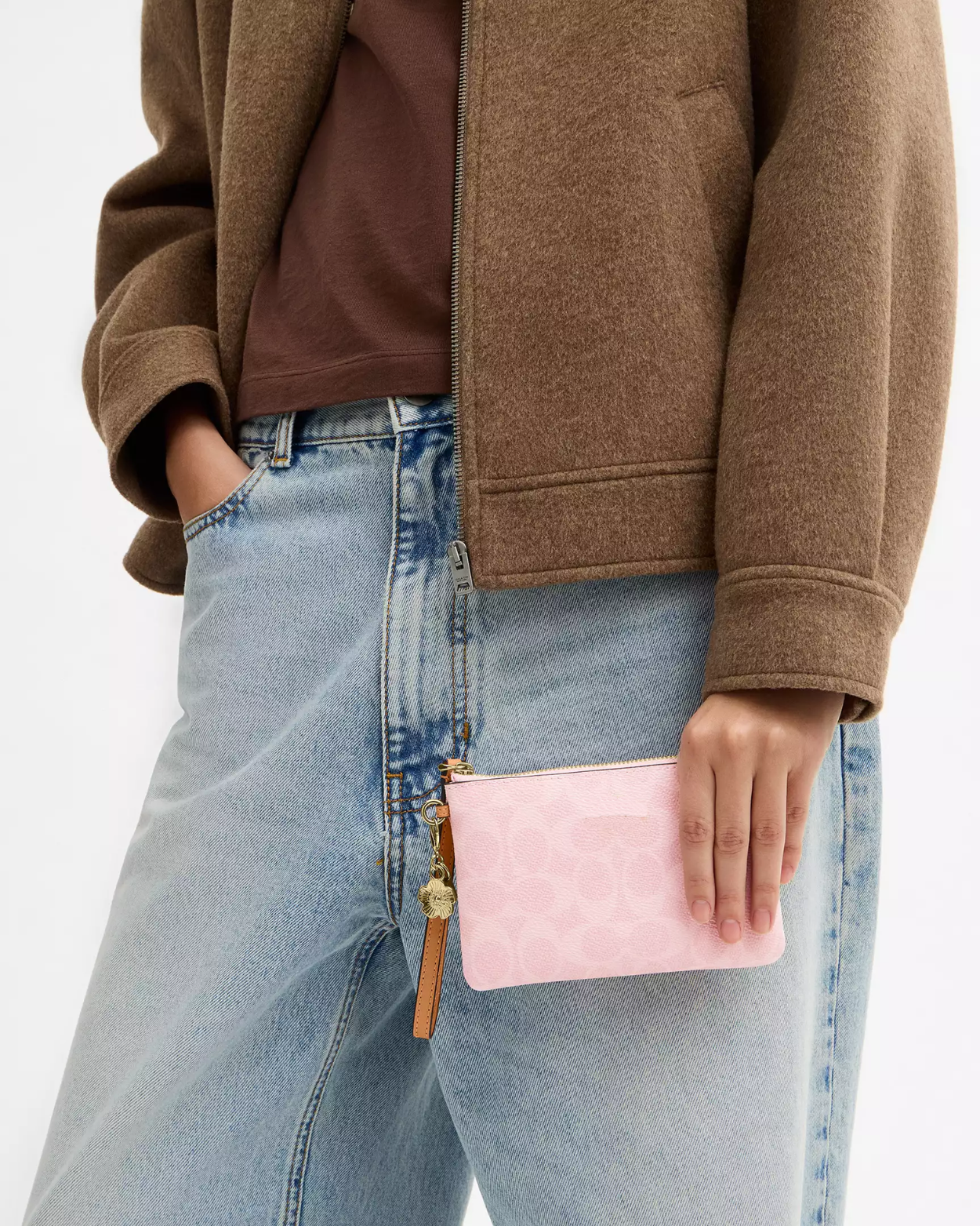 [100% Authentic ✅ or Money Back Guaranteed] Wristlet with Corner Zip and Charms in Signature Canvas (CEF72)