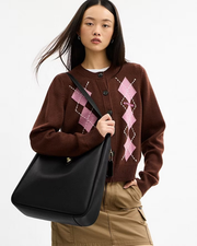 [100% Authentic or Money Back Guaranteed] Hadley Large Shoulder Bag in Black SV/Charcoal/Black (CCD65)