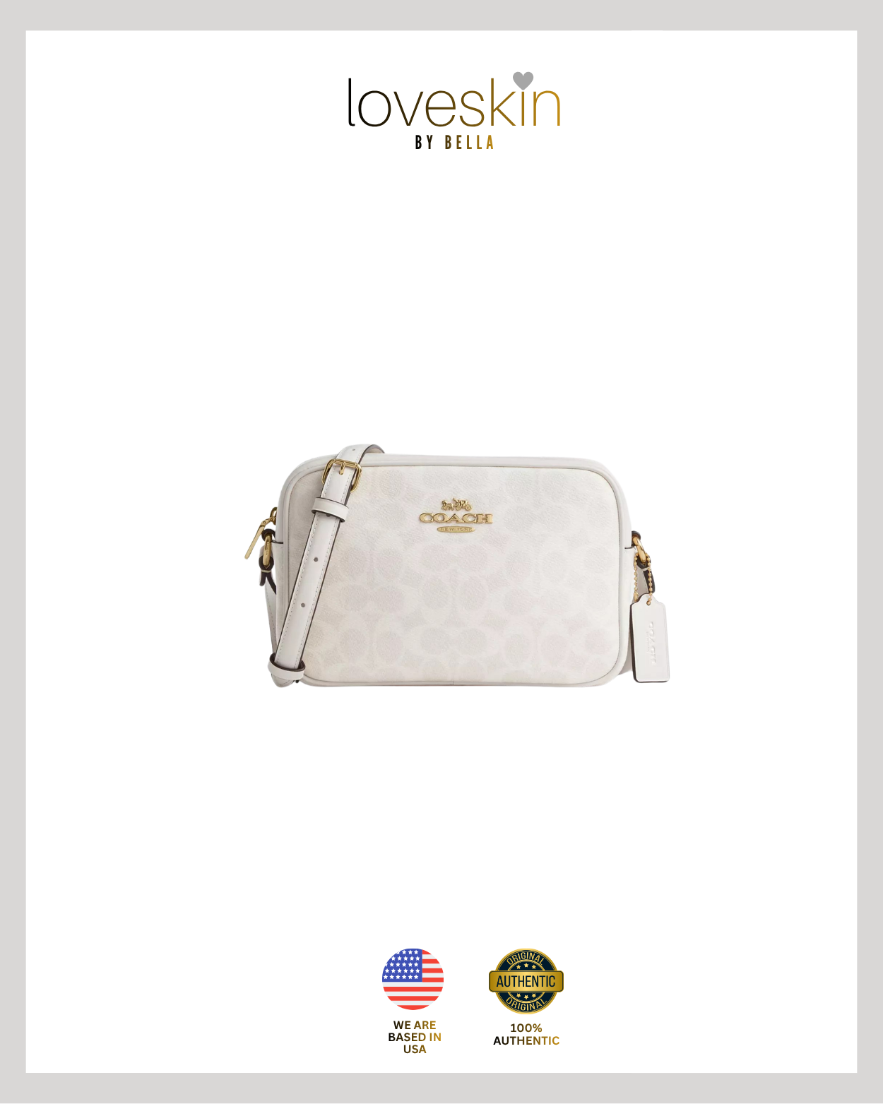 [100% Authentic or Money Back Guaranteed] Jamie Camera Bag In Signature Canvas in signature canvas/Gold/White/Chalk (CZ186