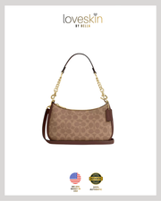 [100% Authentic or Money Back Guaranteed] Teri Shoulder Bag In Signature Canvas in Gold/Tan/Brown(CV933)