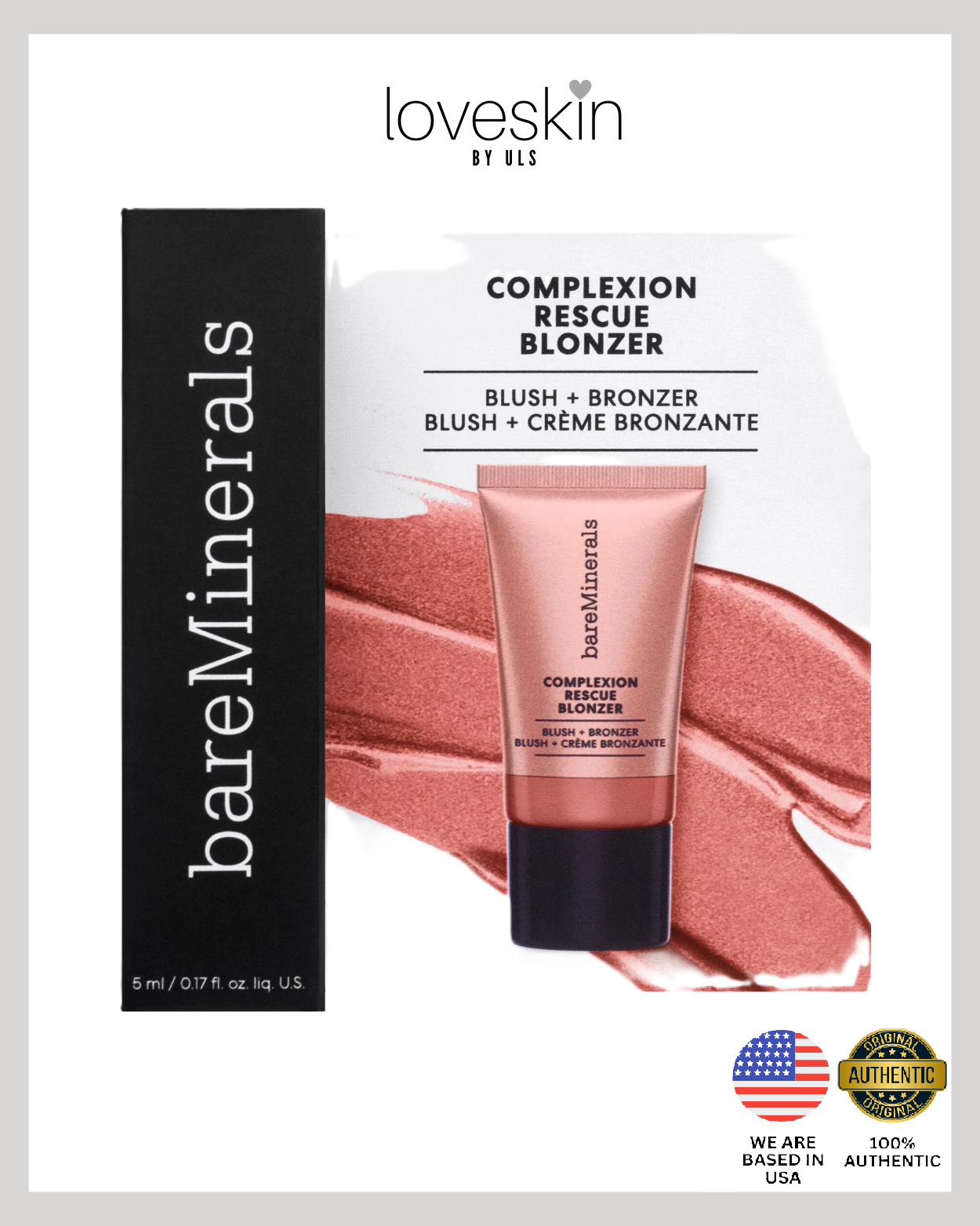 Bare Minerals Complexion Rescue Blonzer (Blush+Bronzer) Shade Kiss of Mauve 5ml/0.17oz