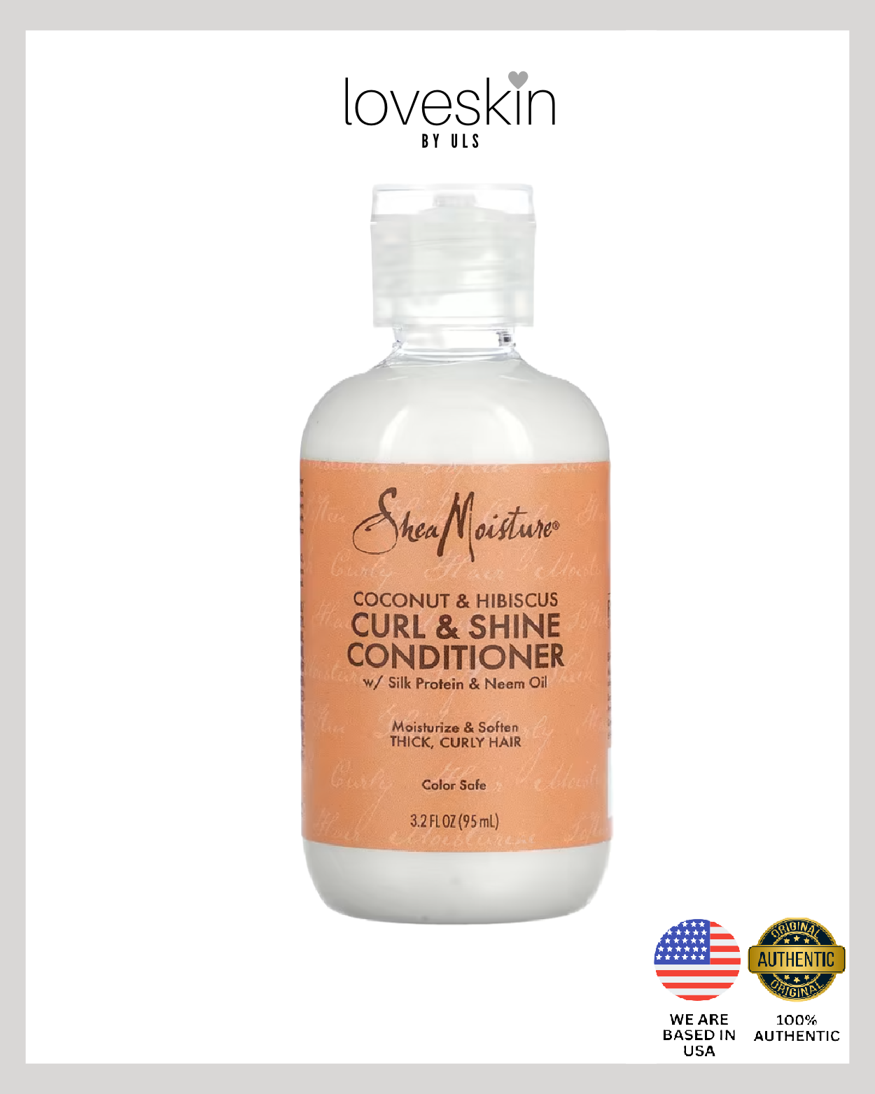 Shea Moisture Coconut & Hibiscus Curl & Shine Conditioner with Silk Protein and Neem Oil (Size 95ml/3.2oz)