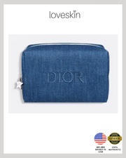 DlOR Beauty Vanity Pouch Denim with Embroided Logo