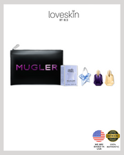 Mugler Alien, Angel, and Goddess Mini Parfums set with Vegan Leather Clutch