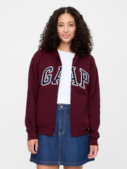 Relaxed Gap Logo Zip Hoodie - Deep Ruby Red