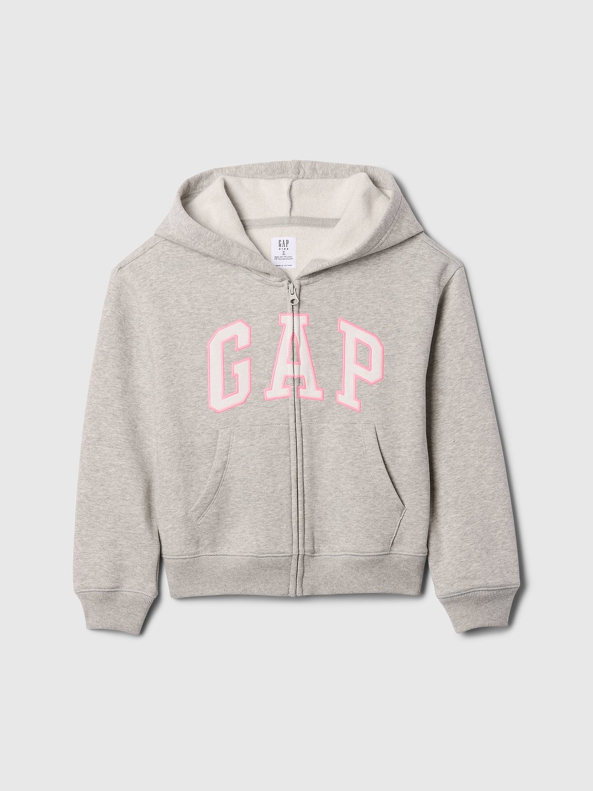 Kids Relaxed Gap Logo Zip Hoodie - Gray And White Marl