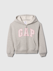 Kids Relaxed Gap Logo Zip Hoodie - Gray And White Marl