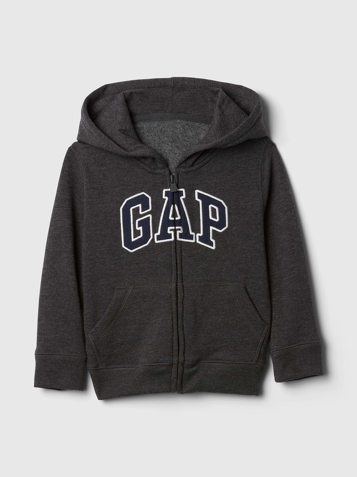 babyGap Relaxed Logo Zip Hoodie - Charcoal Heather Grey