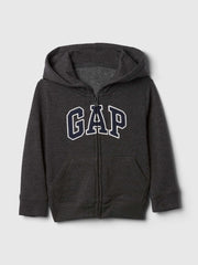 babyGap Relaxed Logo Zip Hoodie - Charcoal Heather Grey