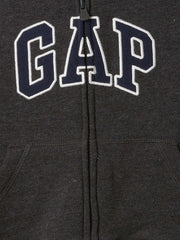 babyGap Relaxed Logo Zip Hoodie - Charcoal Heather Grey