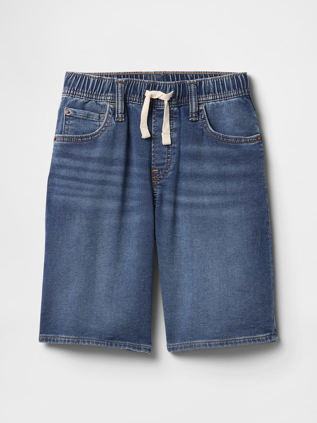 Kids Pull-On Loose Sweatpant Jean Shorts - Medium Wash