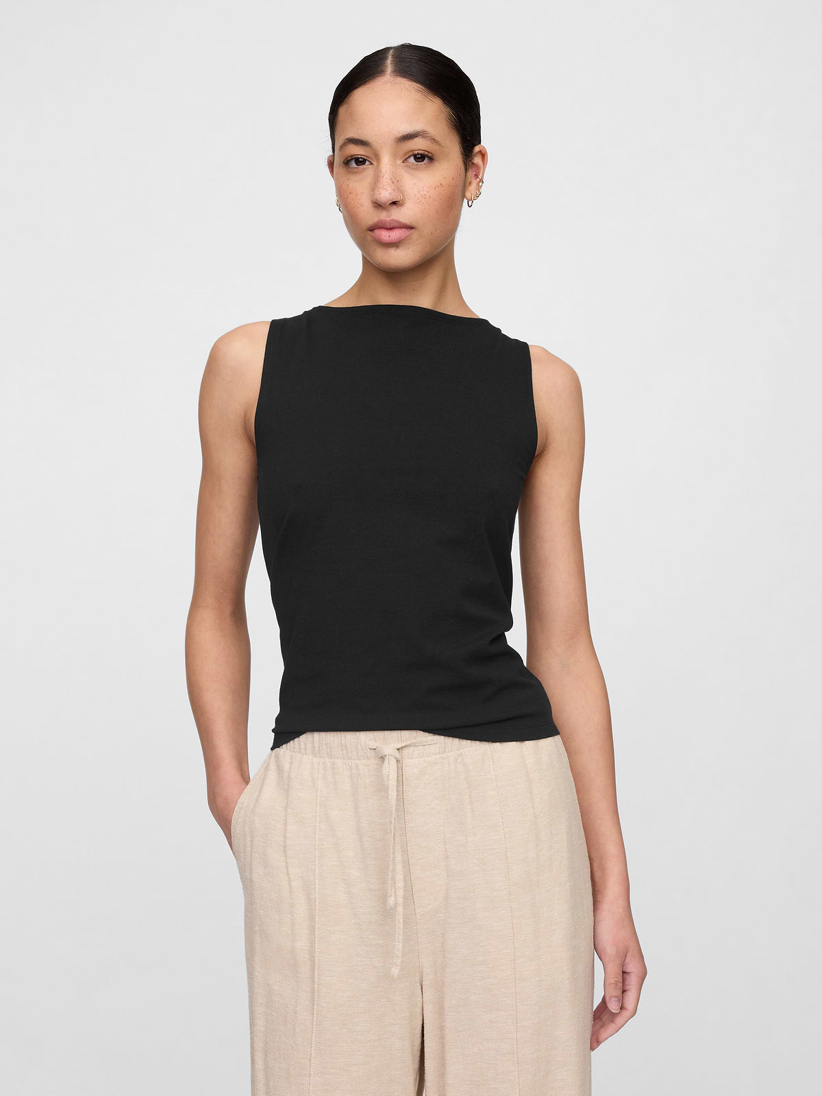 Boatneck Tank Top - Black