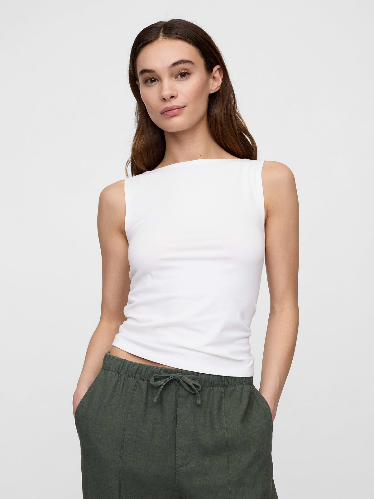 Boatneck Tank Top - White