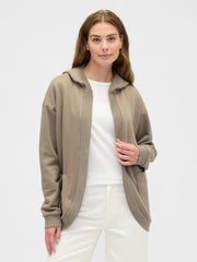 Oversized Open-Front Hoodie - Medium Cool Brown