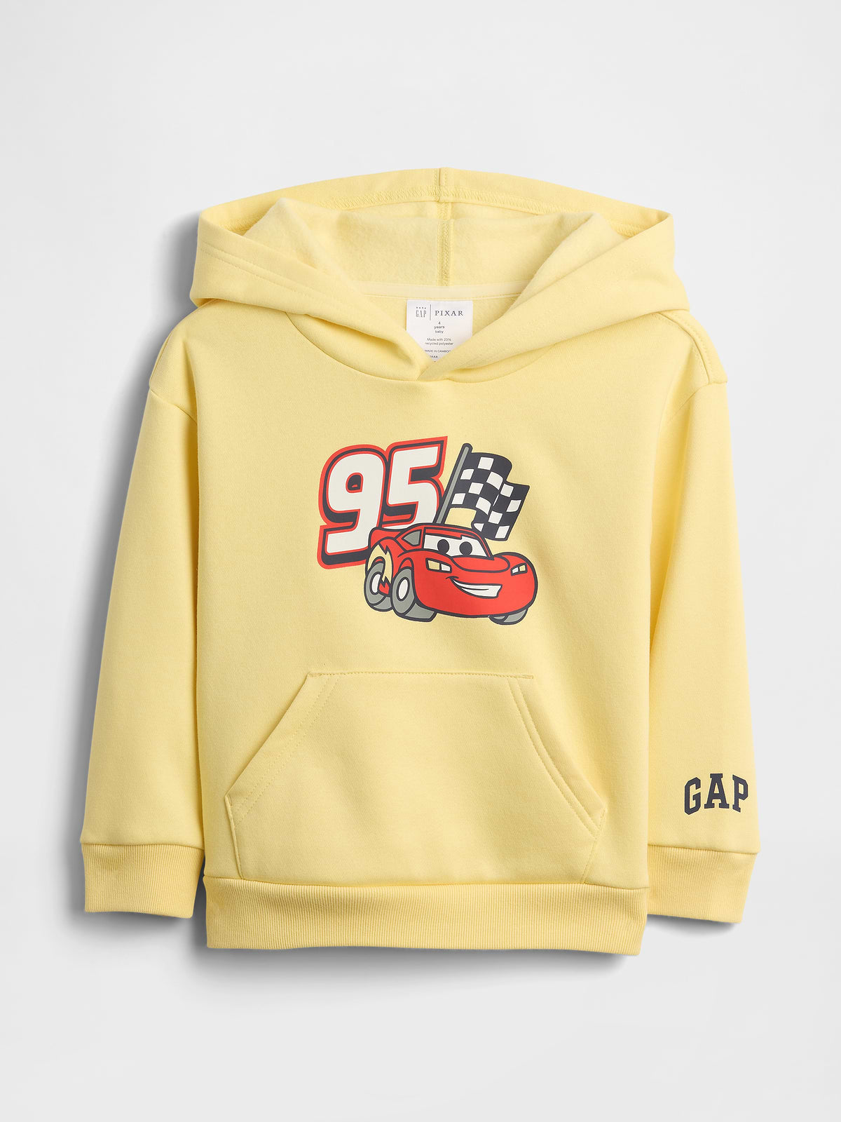 babyGap × Disney Cars Relaxed Hoodie - Spring Yellow Lightning Mcqueen