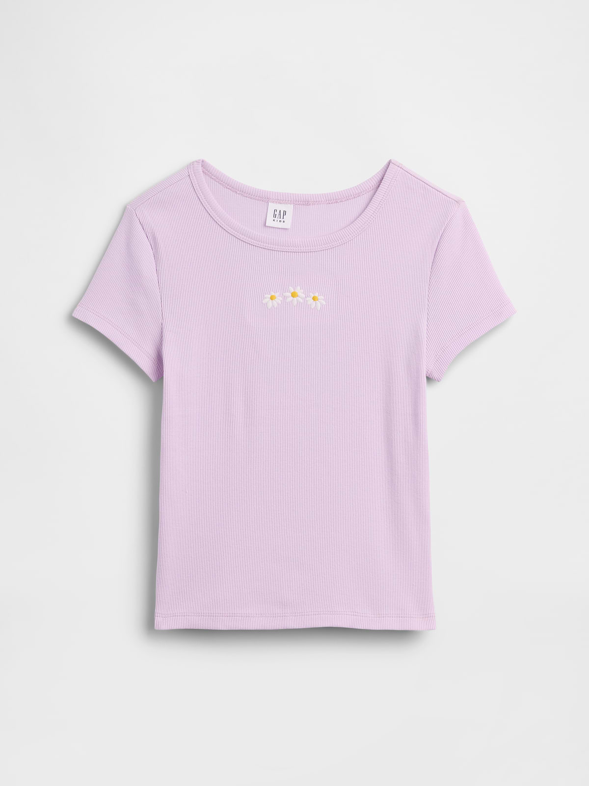 Kids Ribbed Crewneck T-Shirt - Pale Lilac Purple