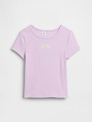Kids Ribbed Crewneck T-Shirt - Pale Lilac Purple