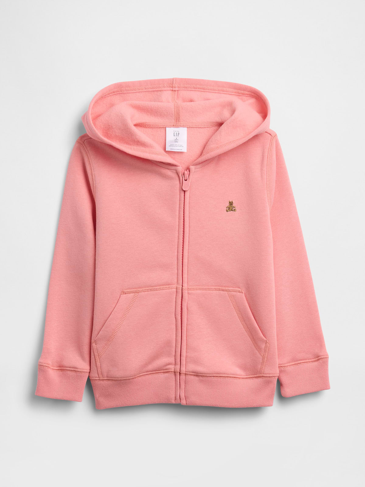 babyGap Brannan Bear Zip Hoodie - Bright Guava Pink