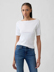 Modern Ribbed Boatneck T-Shirt - New Off White