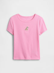 Kids Ribbed Crewneck T-Shirt - Parisian Pink