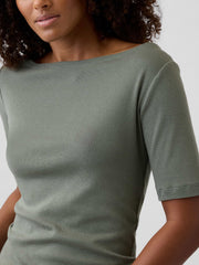 Modern Ribbed Boatneck T-Shirt