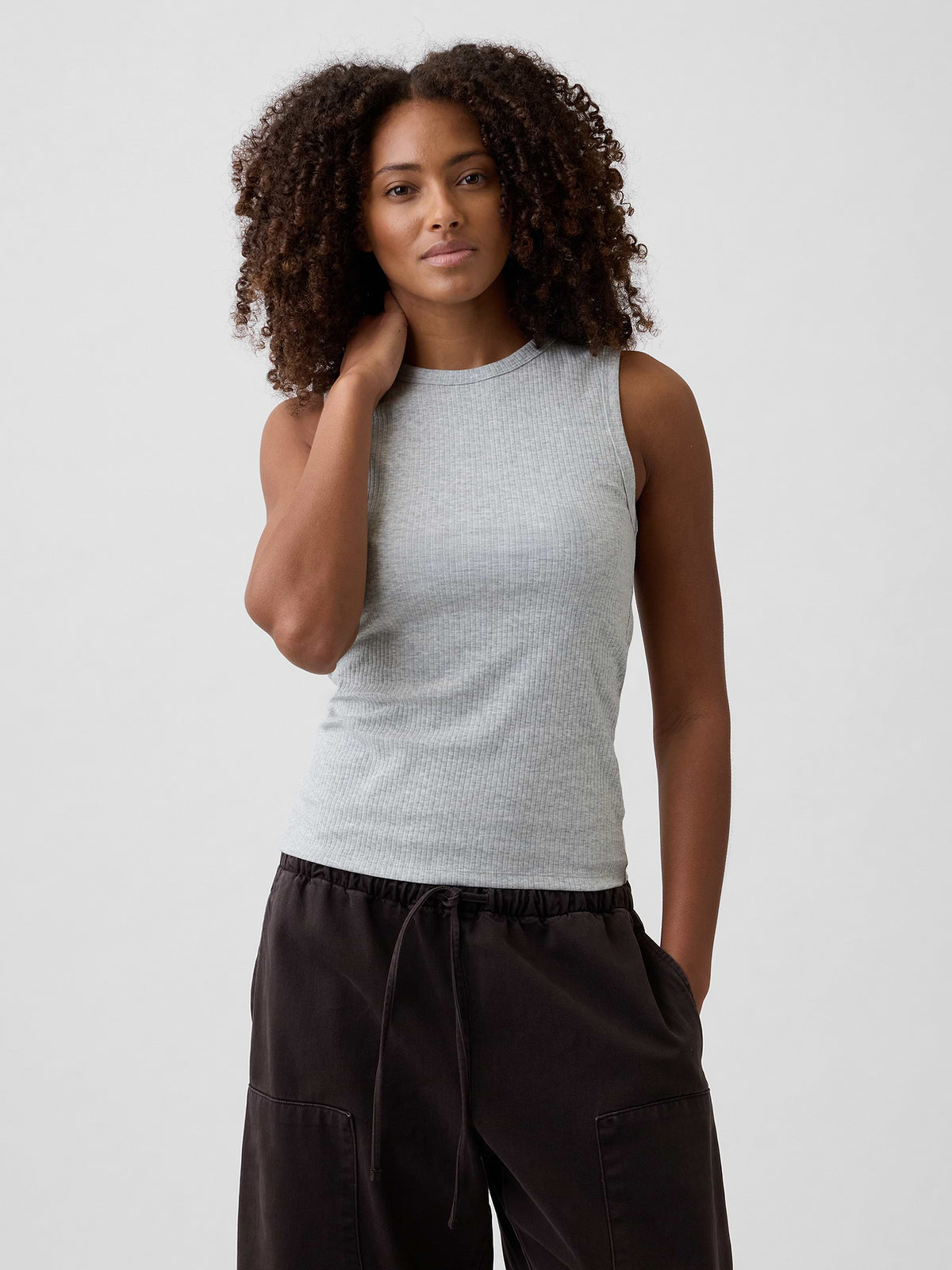 Ribbed Shell Tank - Grey