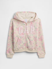 Kids Relaxed Gap Logo Zip Hoodie - Pink Floral