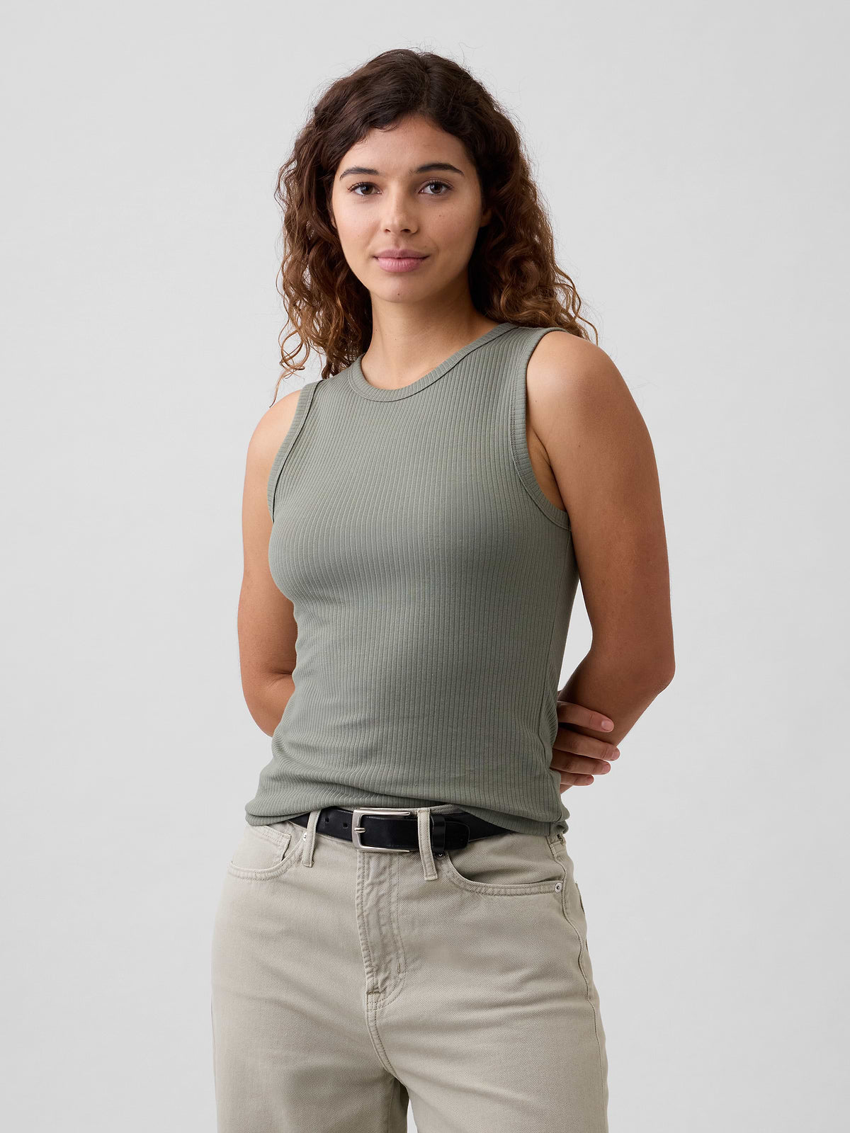 Ribbed Shell Tank - Mesculen Green