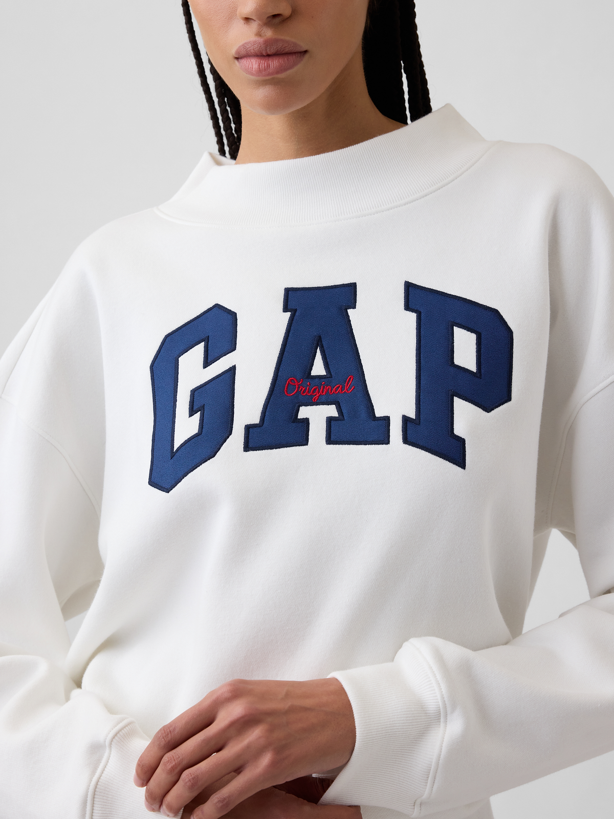 Oversized Gap Logo Mockneck Tunic Sweatshirt
